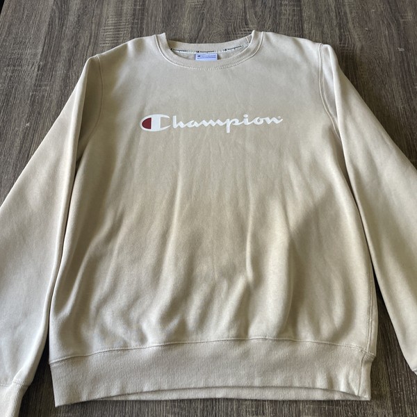 Champion Beige/Tan Sweatshirt Pullover Jumper LOGO Women's Size Large VGC A006