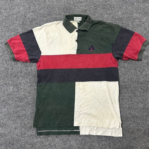 Izod, Izod Polo Shirt Mens Small Multicolor Colorblock Short Sleeve Vintage Crest 90s