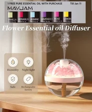 270ML Eternal Flower Humidifier Aroma Diffuser USB Rechargeable with LED light