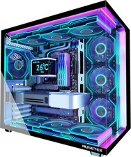 MUSETEX Y6 PC Case, Pre-Installed 7 Infinity Mirror PWM ARGB Fans, ATX Mid Tower