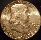 1963-P Franklin Half Dollar Gem BU Uncirculated Rainbow Toned