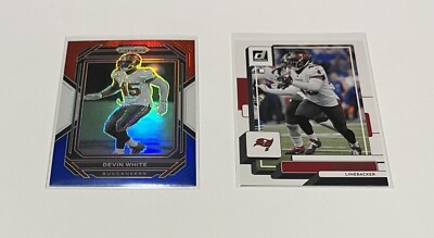 Devin White 2022 Panini Prizm #279 Red White Blue & Donruss #258 Buccaneers