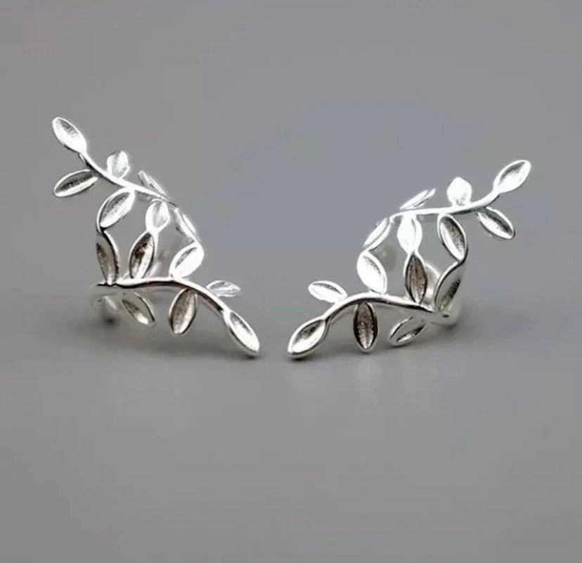 Ohrklemme Blatt Sterlingsilber 925 Damen 1 Ohrring  Clip ohne Loch - Bild 4 von 4