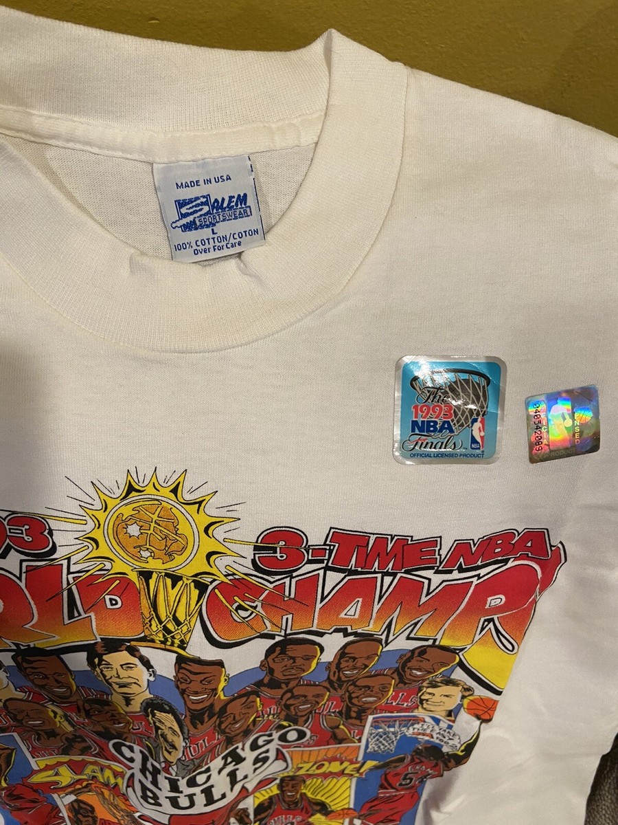 NBA 1993年 シカゴブルズ ワールドチャンピオン記念Ｔシャツ 白 XL VINTAGE NBA CHICAGO BULLS WORLD CHAMPS 1993 TEE SHIRT SIZE