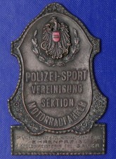 1928 POLIZEI-SPORT VEREINIGUNG MOTORRAD RACING PLAKETTE WAPPEN MIT ADLER 54x83mm