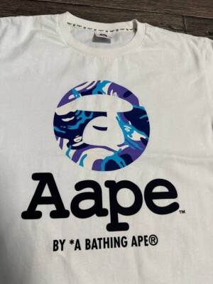 A Bathing Ape BAPE AAPE white Men's T-Shirt large Y2K | eBay