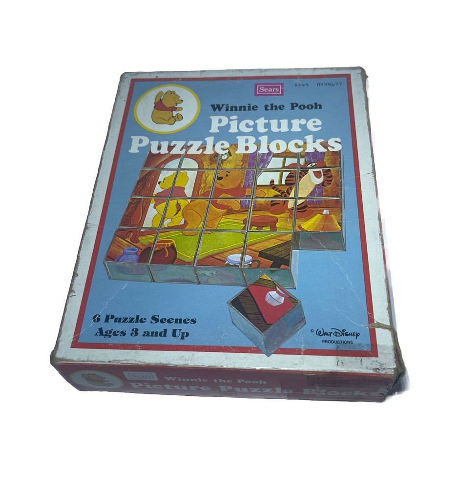 Vintage 1960s Winnie The Pooh Picture Puzzle Blocks