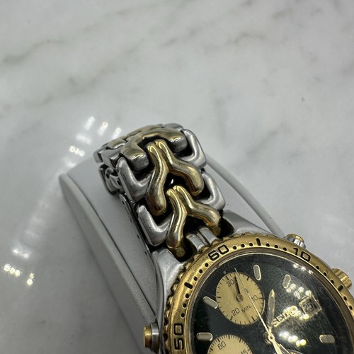 SEIKO SPORTS 100 QUARTZ MEN’S VINTAGE CHRONOGRAPH Green & Gold 7T32-6G20 Sz. 7” - 第 20/24 張圖片