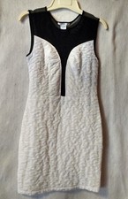 Timing Women's S White Knit Pencil Dress With Sheer Net Inset Front & Back NWOT