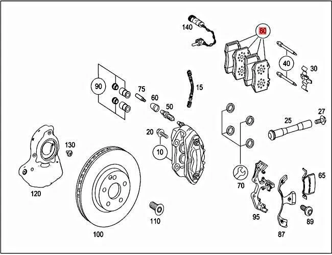Genuine MERCEDES C216 W221 S-CLASS W221 Ts disk brake pad  