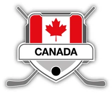 Canada Flag Hockey Crest Car Bumper Sticker Decal