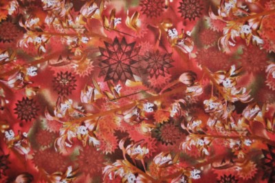 By the 1/4 yard cotton fabric Wildflowers Rust Coral Root Timeless Treasures