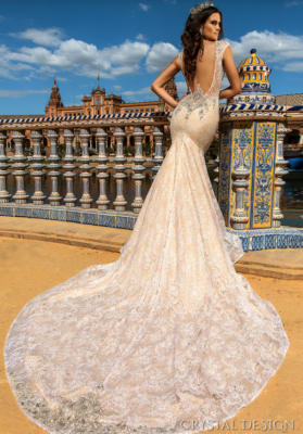 beach wedding dress designers Rose Gold Beach Wedding Dress from Lace and Soft Tulle