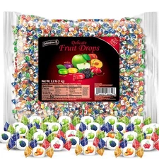 Colombina Delicate Fruit Drop 4 Assorted Flavors Bulk Delicious Candy (2.2 LB)