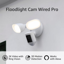 Wired Pro Floodlight Cam with Bird's Eye View  3D Motion Detection, White