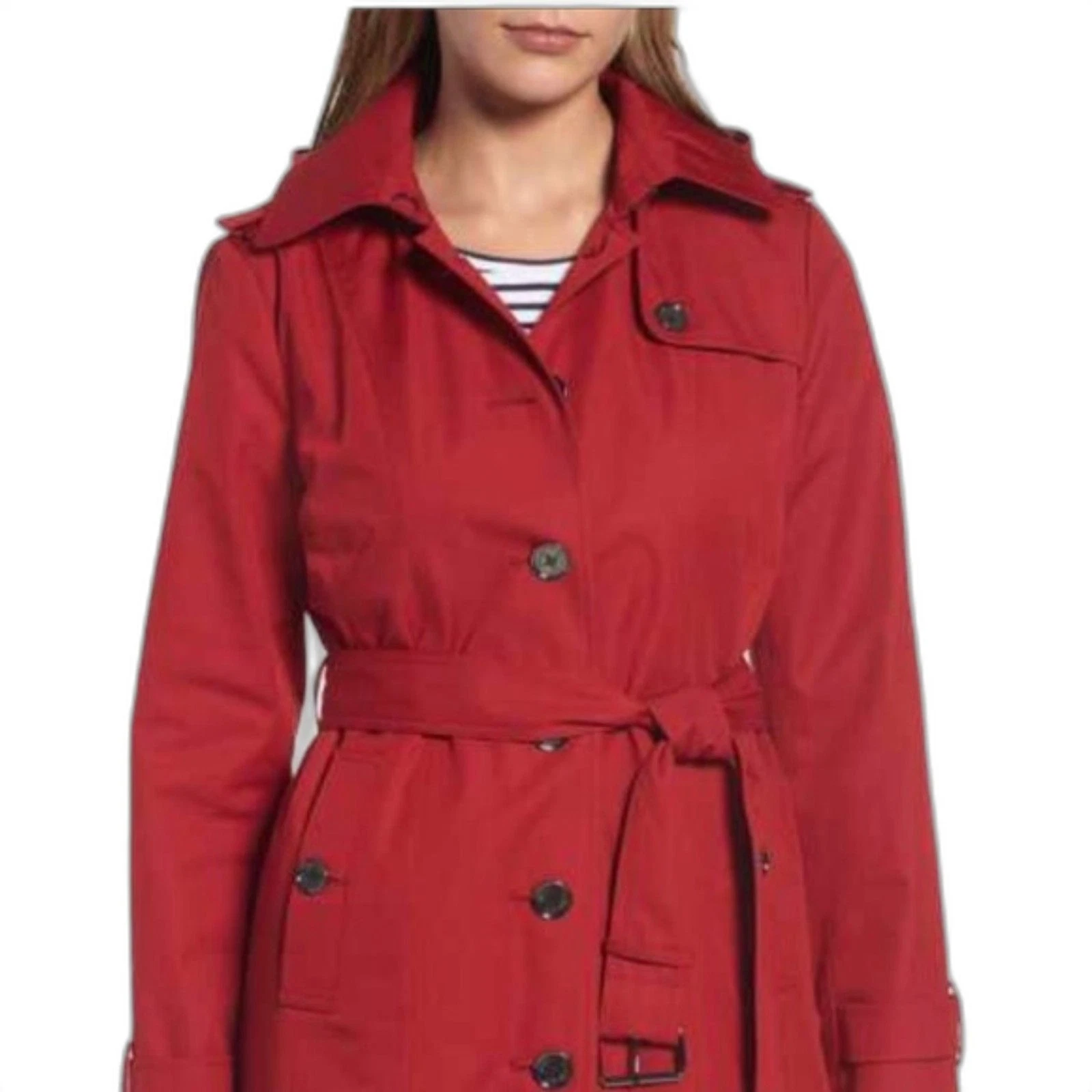 Michael Kors Trench Cappotto con Cappuccio Staccabile (XS)