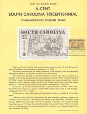 #1407 6c South Carolina Stamp Poster- Unofficial Souvenir Page Folded MC