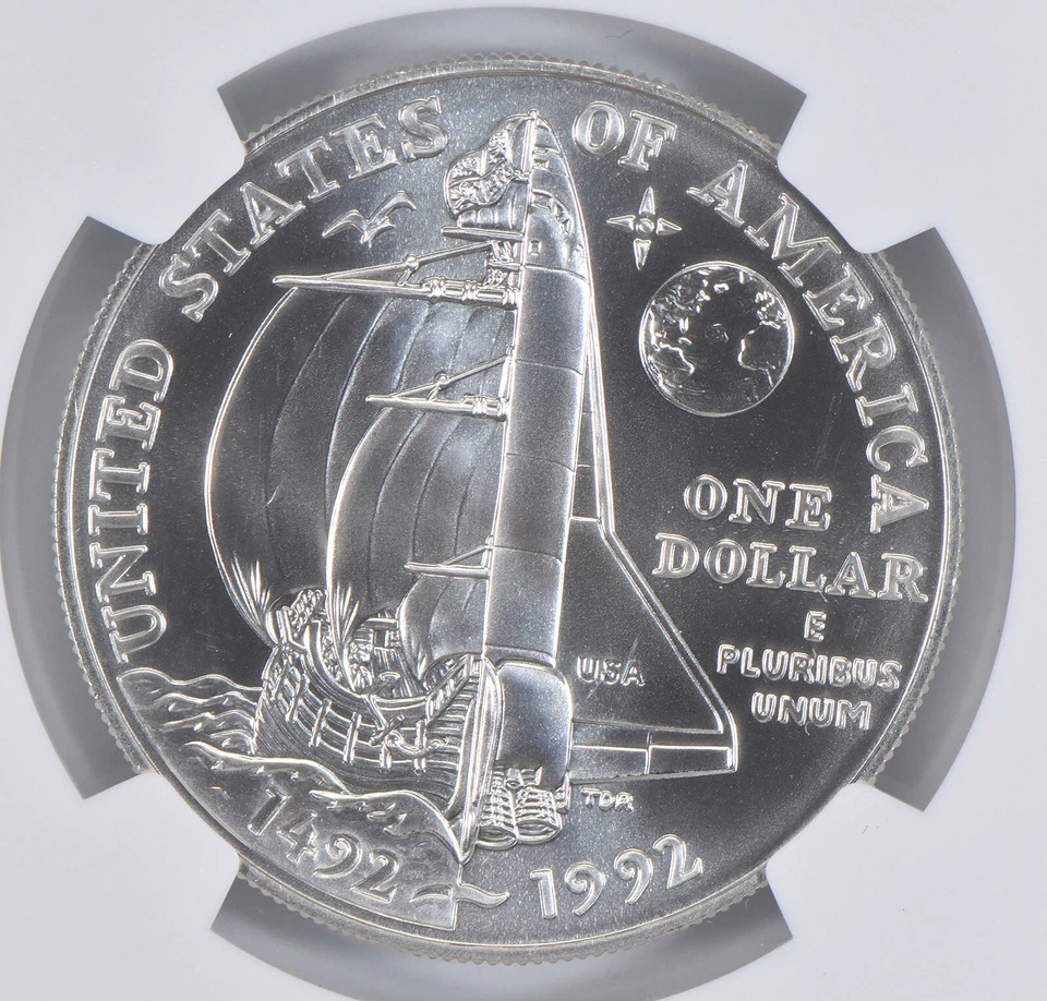 1992 D Columbus Commemorative Silver Dollar NGC MS70 - Image 4 of 4