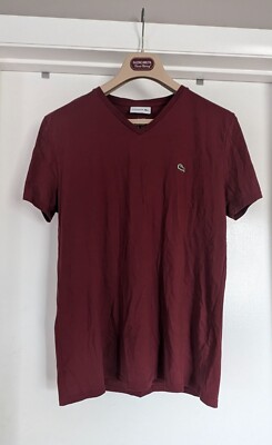 Men's Lacoste tee Pima Cotton sz Large short Sleeve Cranberry red