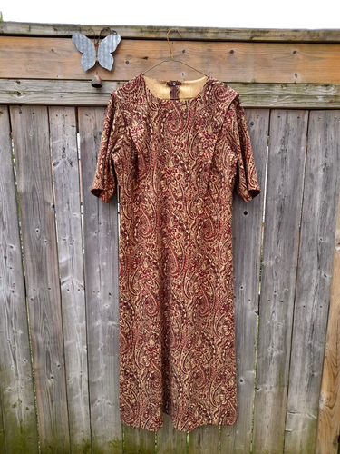 Amish Mennonite Cape Dress 44" Bust 40" Waist Boho Prairie Extra Large Paisley - Picture 1 of 9