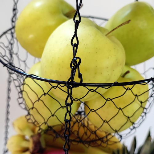 Obstkorb hängend 3 stöckiger Pflanzen Gemüse Hängekorb aus Draht Farbe: Schwarz - Bild 6 von 10