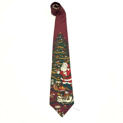 MARK PENDELTON CHRISTMAS SANTA UNDER THE TREE TIE 100% SILK