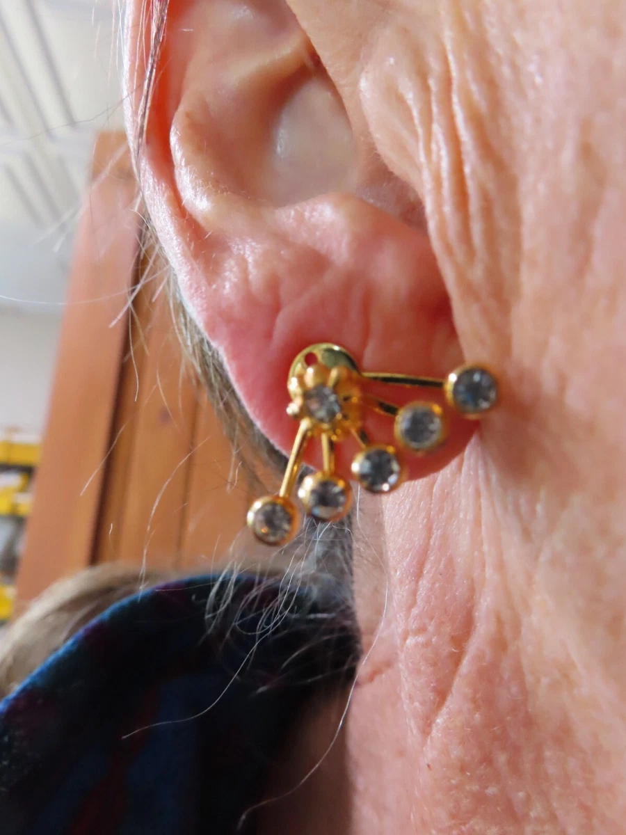 Vintage Gold Tone TWO FOR ONE Stud Earrings w Earring Jacket Pierced