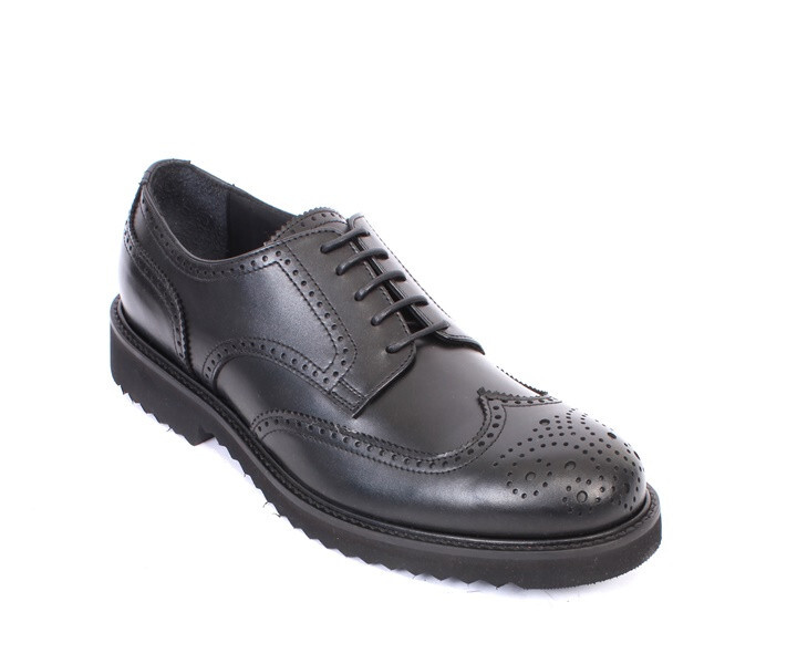 Giovanni Conti 983 Black Leather Classic Lace-Up Dress Shoes