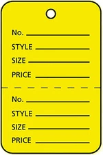 1000 Perforated Tags Price Sale Large 1 ¾" x 2 ⅞” H Two Part Yellow Unstrung