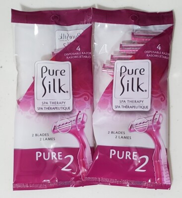 SET OF 2 Pure Silk Spa Therapy Women's Razors 8 Total Disposable Pink