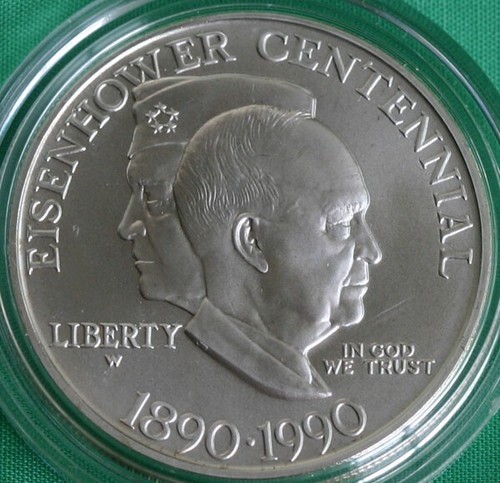 1990 W Uncirculated Silver Dollar Eisenhower BU Ike Coin with Box and COA - Picture 2 of 3