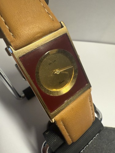 UNIQUE VINTAGE BELAIR MEN'S FANCY STYLE QUARTZ TANK WATCH NEW BATTERY WORKS 25MM - Picture 4 of 20