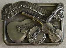 Vintage 1984 Country Western Music Made In USA Bergamot Brass Works Belt Buckle