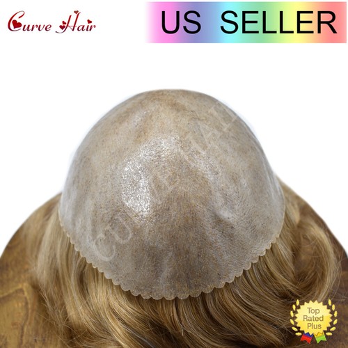 Mens Toupee Human Hair Systems Full Poly Thin Skin Hair Piece Replacement System - Picture 6 of 159