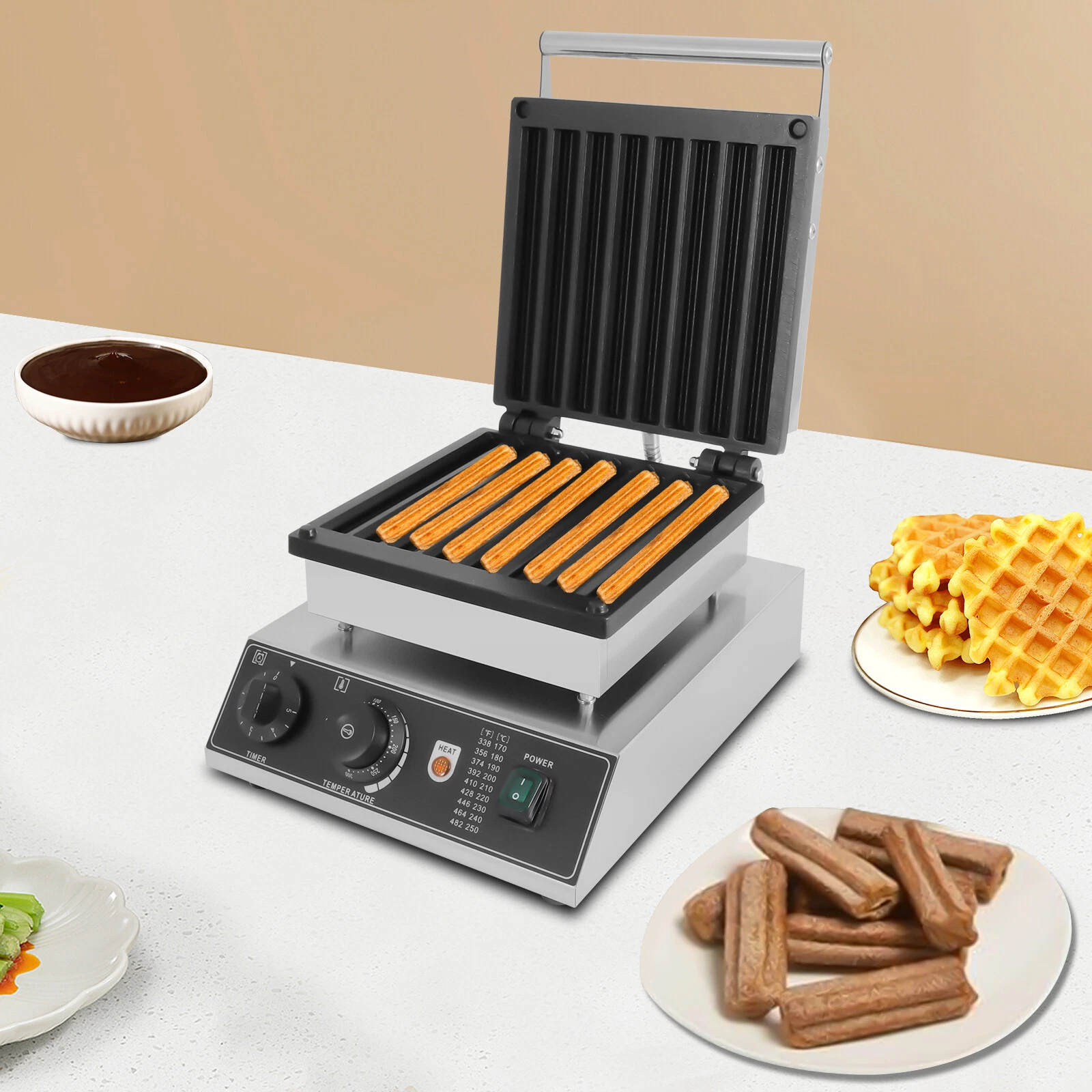 8 Churro Maker Machine Electric Waffle Maker Muffin Machine Baker Machine NEW