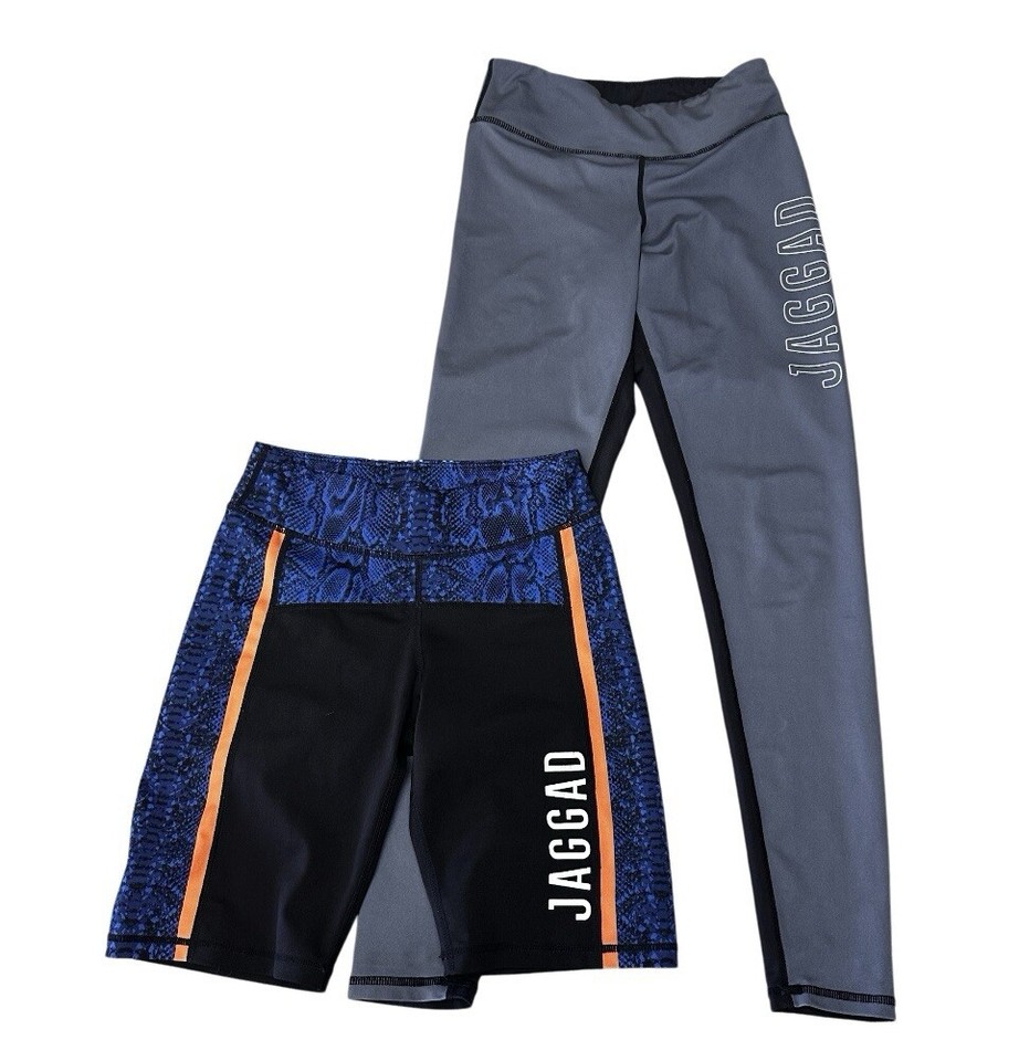 JAGGAD Women’s Sz S Leggings & Bike Shorts Black Grey Blue Q2