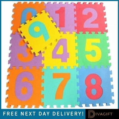 DIVA GIFT BABY PLAY MAT FOR CHILDRENS KIDS NUMBERS SOFT FOAM JIGSAW PUZZLE MATS 9PC 123