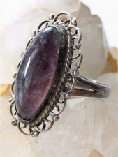 Vintage Solid Sterling Silver Purple Amethyst Ring Size 6.5 - 4 Grams Signed