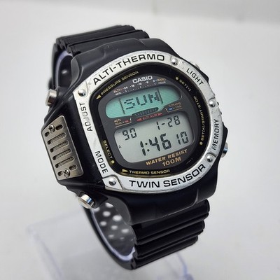 RARE VINTAGE CASIO ALT-6100 TWIN SENSOR ALTI-THERMO WR 100M  MEN'S WATCH 