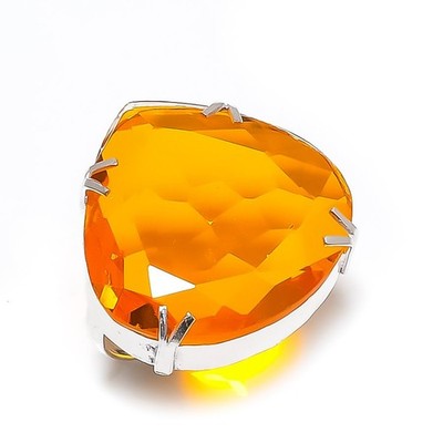 Natürlicher Honigtopas Edelstein Handarbeit 925 Sterlingsilber Geschenk Ringgröße 8 B720