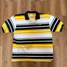 Lacoste Stripe Polo Shirt Yellow Black Cotton Short Sleeve Mens 8 Golf FLAWS XXL