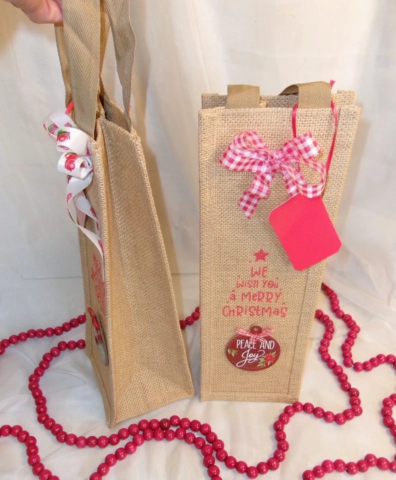 Винный держатель сумка подарок сумка украшенный банты прилагается карта Burlop 2 изделия новый - Изображение 3 из 4