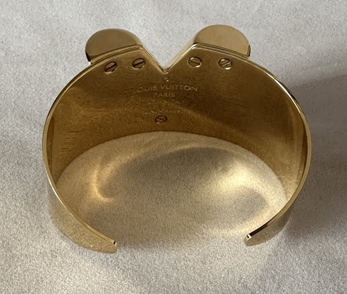 Original Louis Vuitton Armreif Armband Essential "V" goldfarbenes Metall Logo - Bild 2 von 5