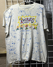 Nickelodeon Rugrats Graphic Splatter Crew Neck T-Shirt White/Blue XL