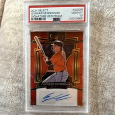 2024 Panini Select Signatures Gunnar Henderson Red Prizm /99 Orioles PSA 10