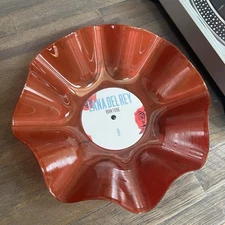 Record Bowl - Upcycled & Repurposed RED MARBLED Bowl - Lana Del Rey Born To Die