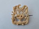 Old jewelry, brooch with Pliny doves, bone, vintage bone jewelry, around 1900