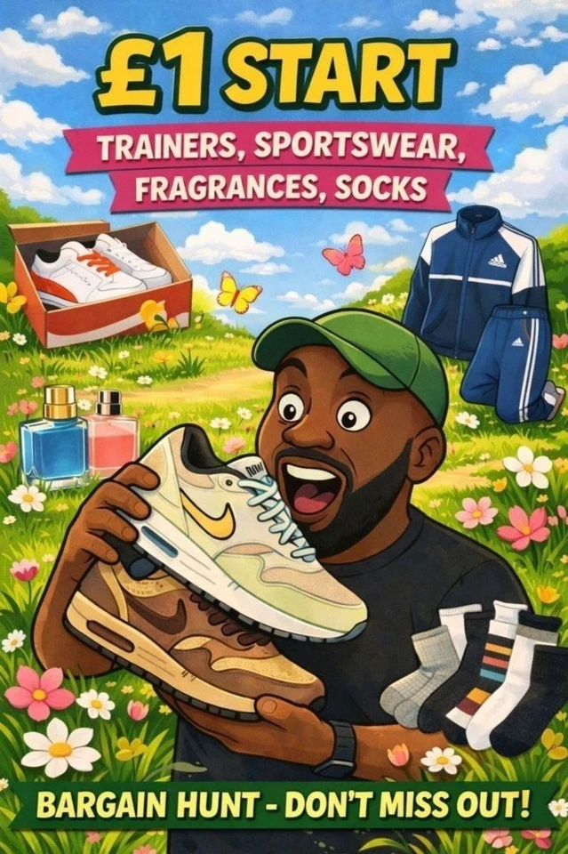 £1 STARTS & SET PRICES TRAINERS, SPORTSWEAR, CLOTHES & MORE