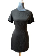 Pretty Garden Black Party Evening Dress Short Sleeve Size Small