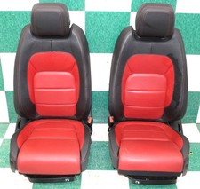 Worn 19 F-pace Black Red Leather Dual Power Heat Front Bucket Seats Pair Oe Worn 19 F-pace Black Red Leather Dual Power Heat Front Bucket Seats Pair Oe